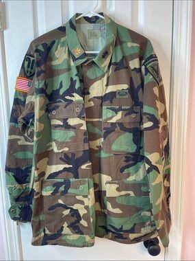 Woodland Camo Military Jacket with Patches